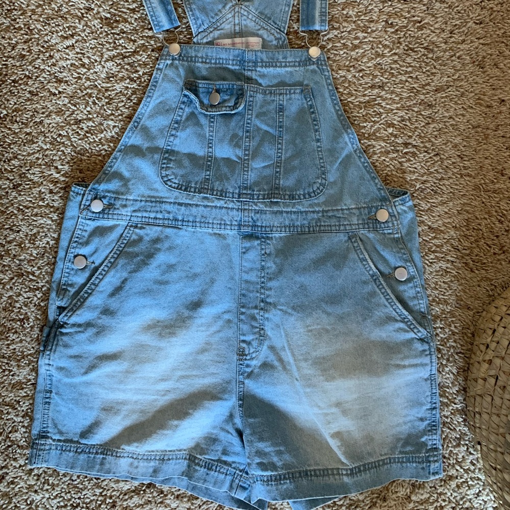 Light wash denim shortalls